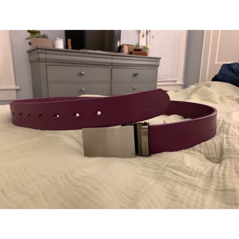 Unisex Purple Leather Belt